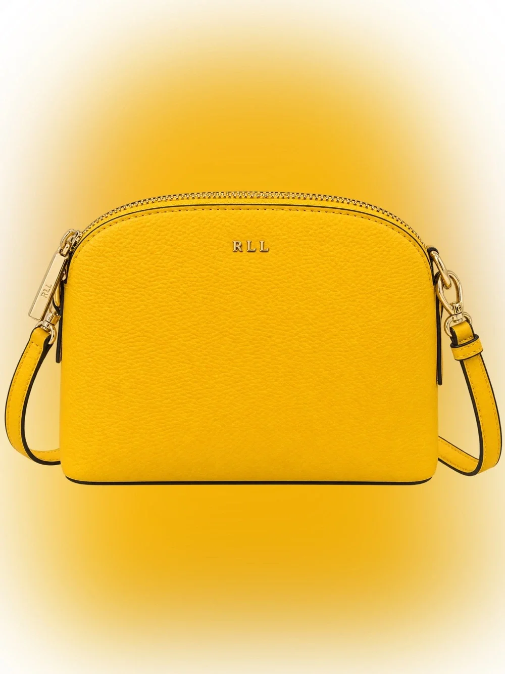 Lauren Ralph Lauren Bright Yellow Pebbled Leather Dome Crossbody
